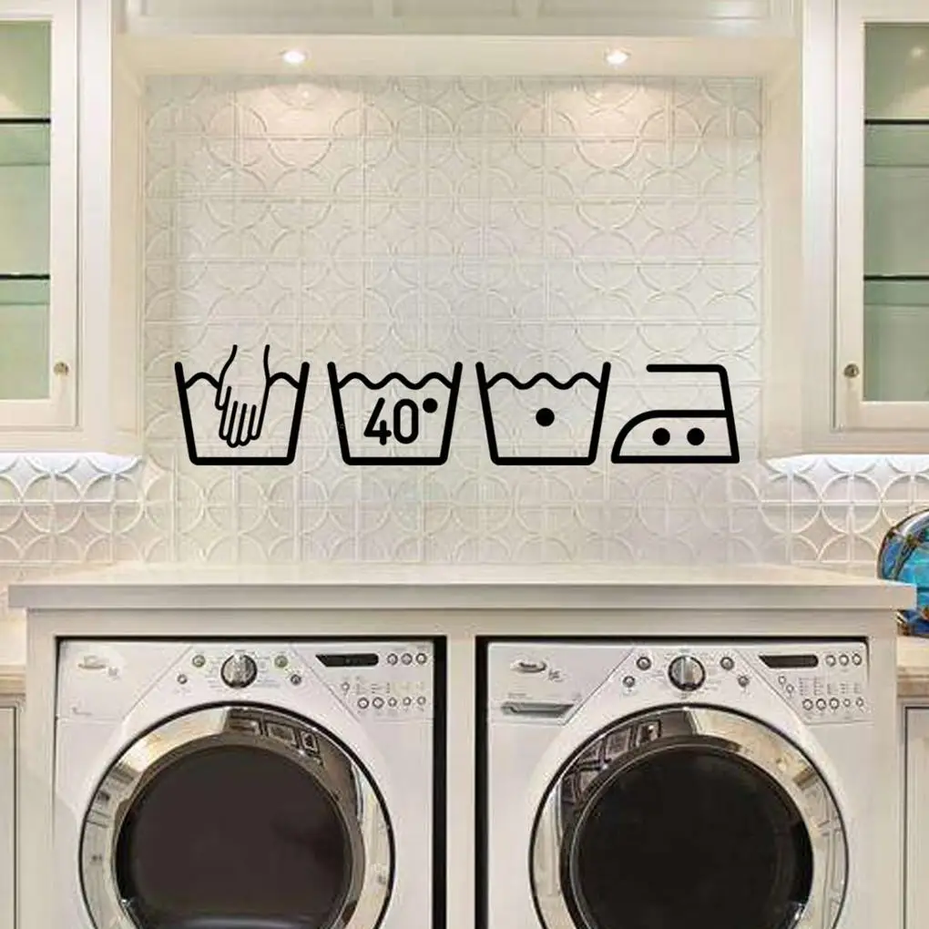 

1pc Washing Machine Wall Sticker Laundry Room Home Decor Removable Art Vinyl Mural Living Room Bathroom Toilet Decor Sticker