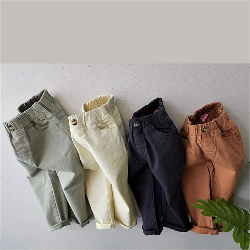 

Детские брюки в Корейском стиле, новинка весны 2023, простые универсальные повседневные штаны для мальчиков, удобные эластичные брюки Harlan для девочек, 4579C