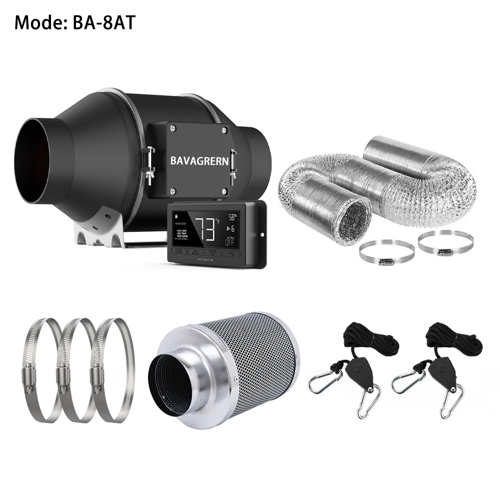 8-дюймовый умный комплект для фильтрации воздуха линейный канальный вентилятор