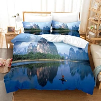 seaside bedding set single twin full queen king size mountain scenery bed set childrens kid bedroom duvetcover sets 002