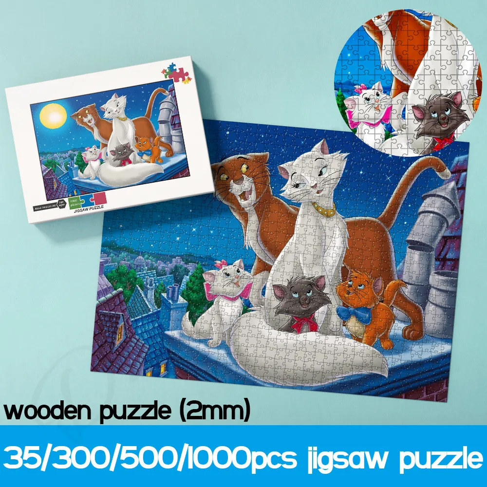 

Disney Cartoon Jigsaw Puzzles Feature-Length Animated Film The Aristocats 35 300 500 1000 Pieces Wooden Puzzles Toys for Kids