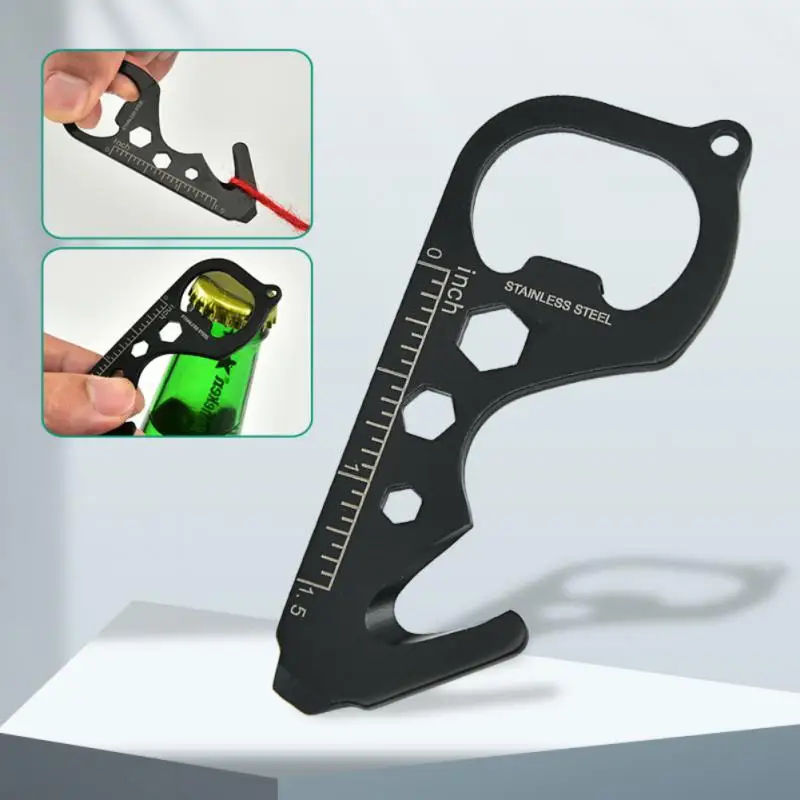 

Corrosion-resistant Multi Function Tool Portable Stainless Steel Card Tool Key Shape Camping Supplies Beer Bottle Opener Durable