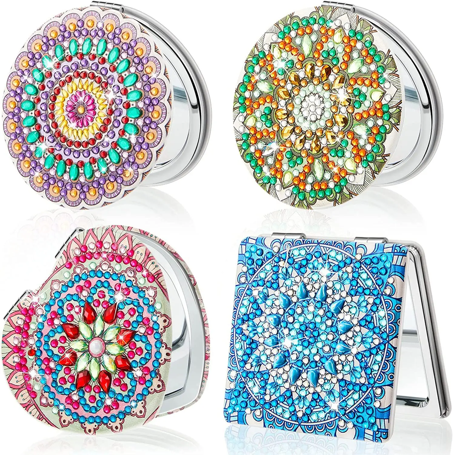 

DIY Diamond Art Mosaic Makeup Mirror Ultra-thin Special Shaped Embroidery Kit Portable Paint by Number Kits for Adult and Kids