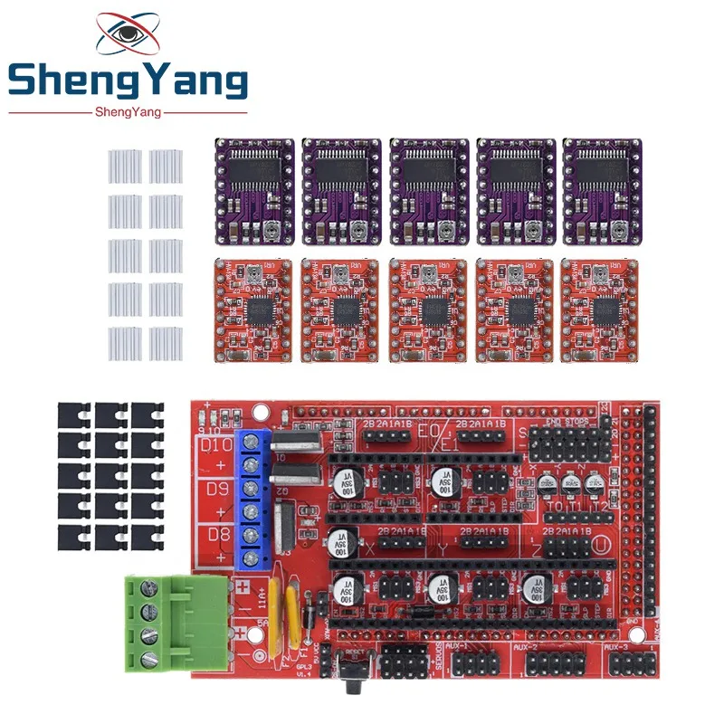 

RAMPS 1.4 3D printer kit control panel printer Control With 5Pcs A4988 Or DRV8825 Driver module for 3D Printer