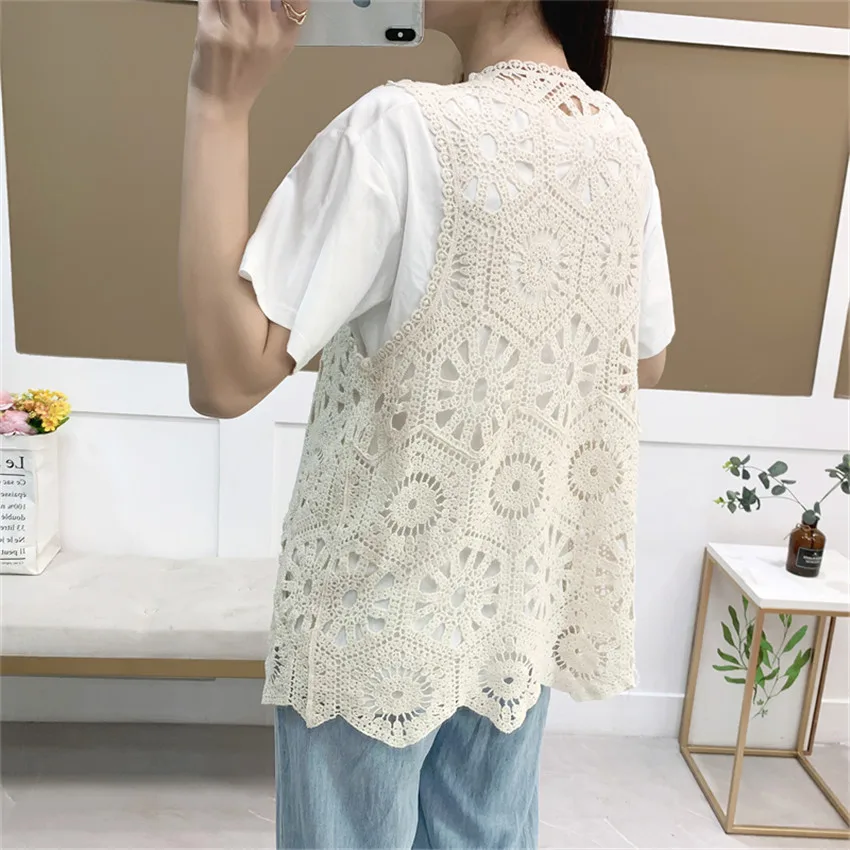 Женский ажурный жилет в стиле бохо повседневный богемном ретро с цветочным