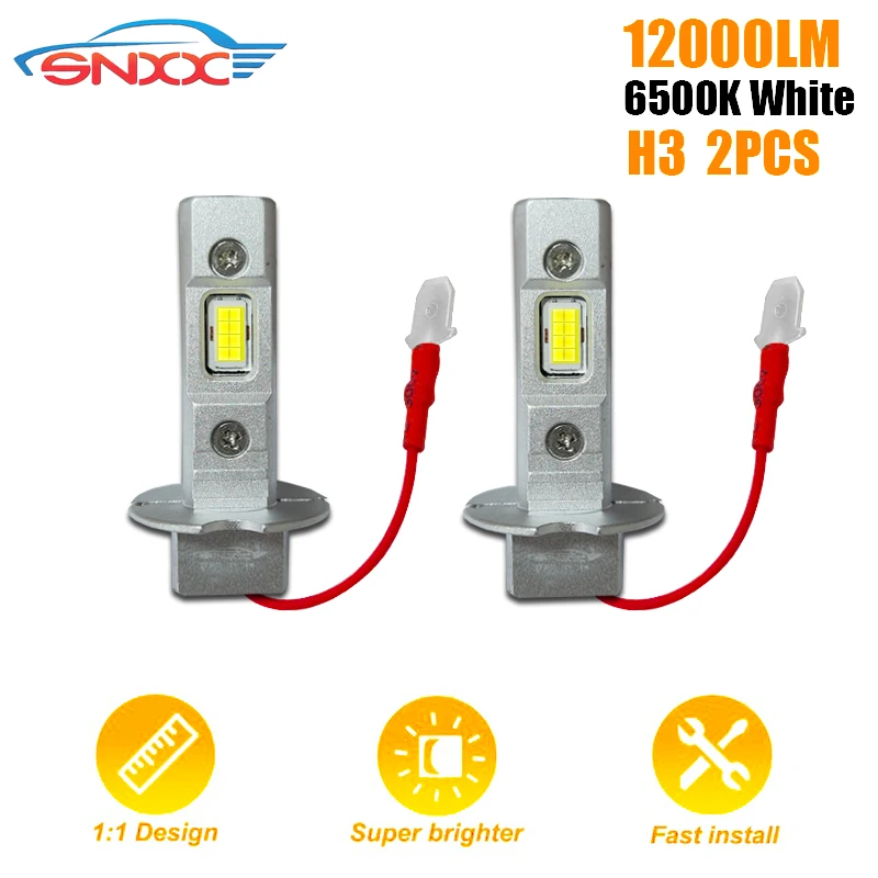 

SNXX H3 LED Headlight Bulb Canbus No Error High Beam 6500K White Car LED Fog Light Driving Lamp DRL H1 12V 1:1 Mini Design