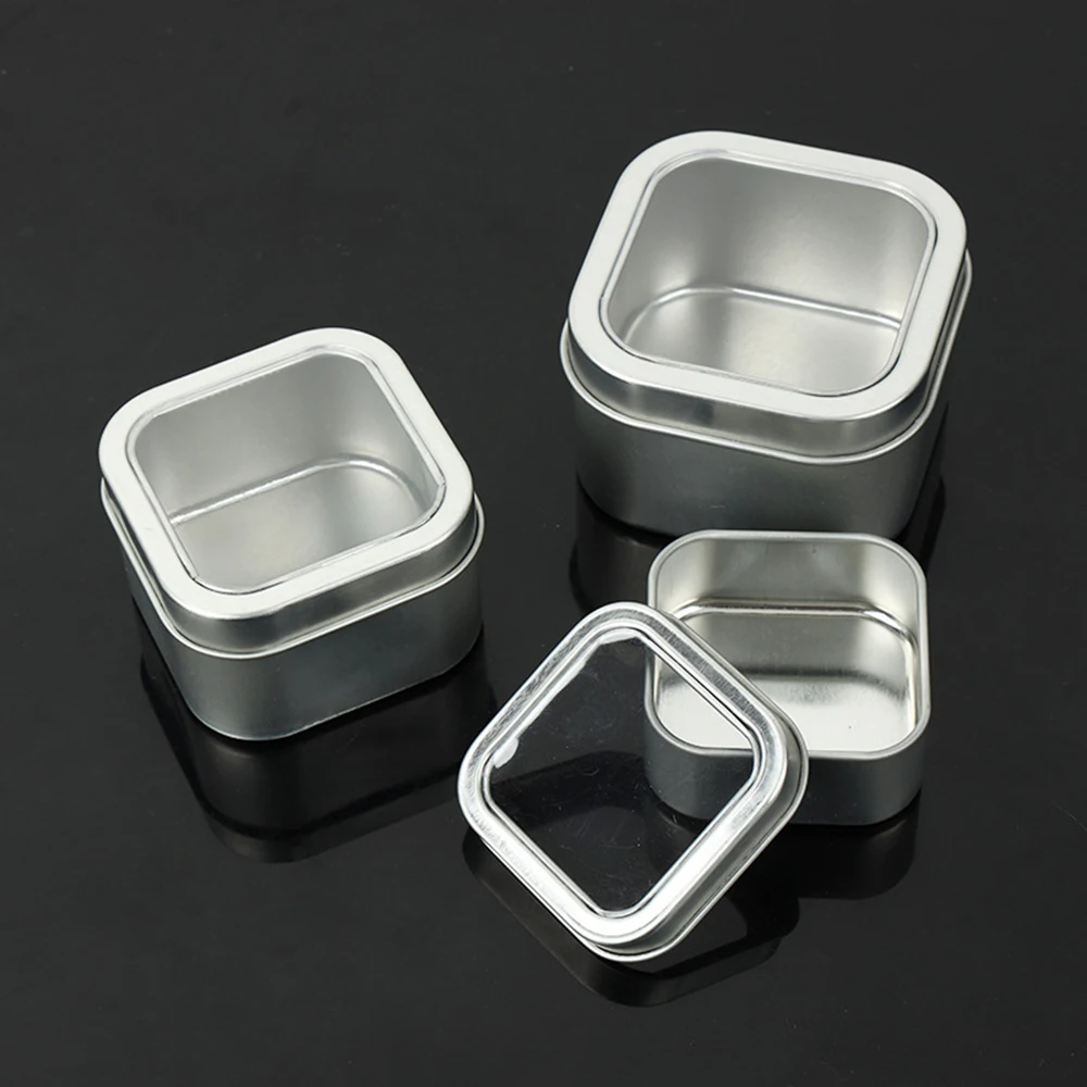 

New Clear Window Tin Box Metal Storage Box Case Gift Chocolate Candy Cake Boxes Tea Jar Cans Jewelry Organizer Cosmetic Tin Pot