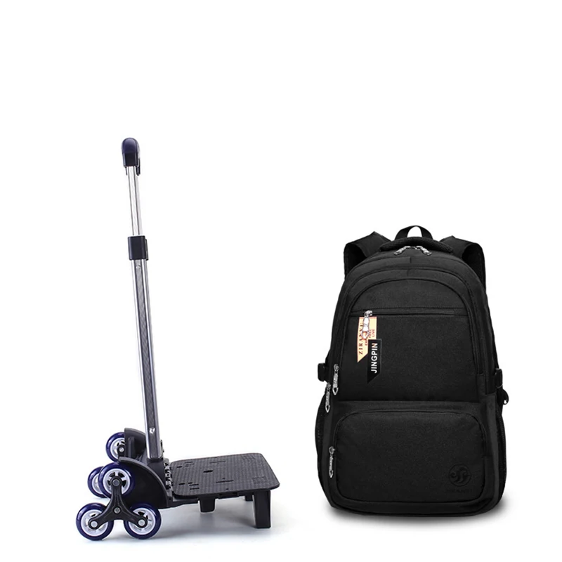 School Bag with Wheels Waterproof Backpack for School Teenager Boy Travel Backpack on Wheels Rolling School Bag Bookbag