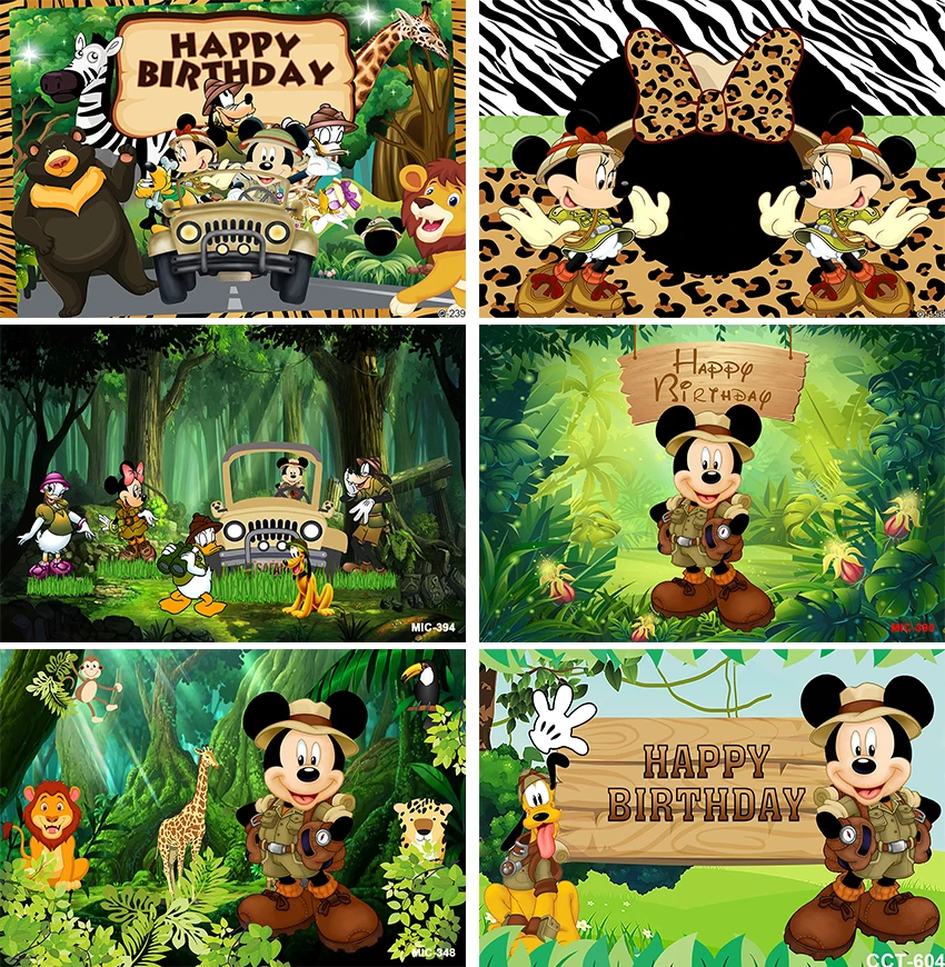 

Wild Backdrop for Birthday Party Mickey Safari Photo Backgrounds Mickey Safari Baby Shower Banner for Birthday Decoration