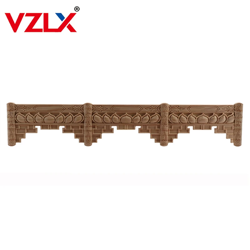 VZLX Wood Carved  Applique Wood Molding Decoration Frame Corner Onlay Unpainted Furniture Home Door Decor Decoration Accessories