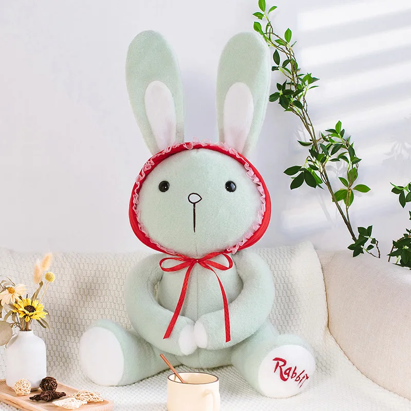

Милый маленький красный кролик с капюшоном для верховой езды, плюшевые мягкие игрушки, кролик, детская подушка, кукла, креативный подарок дл...