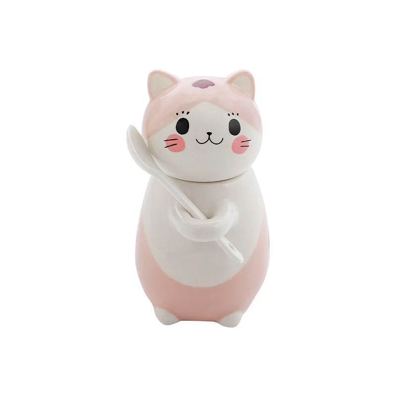 

275ml Cute Cat Ceramics Coffee Mug with Spoon Creative Hand Painted Drinkware Milk Tea Cups Water Bottle Novelty Gifts