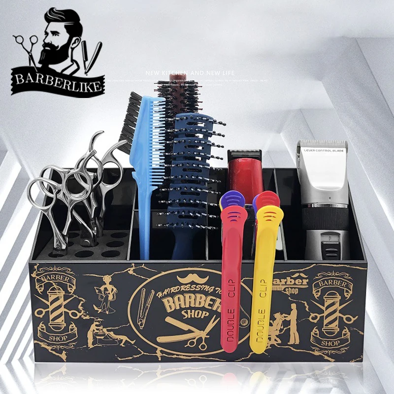 

Barber Desktop Hairstyling Scissors Stand Comb Storage Case Barbershop Hairdressing Box Socket Tool Organizer Holder