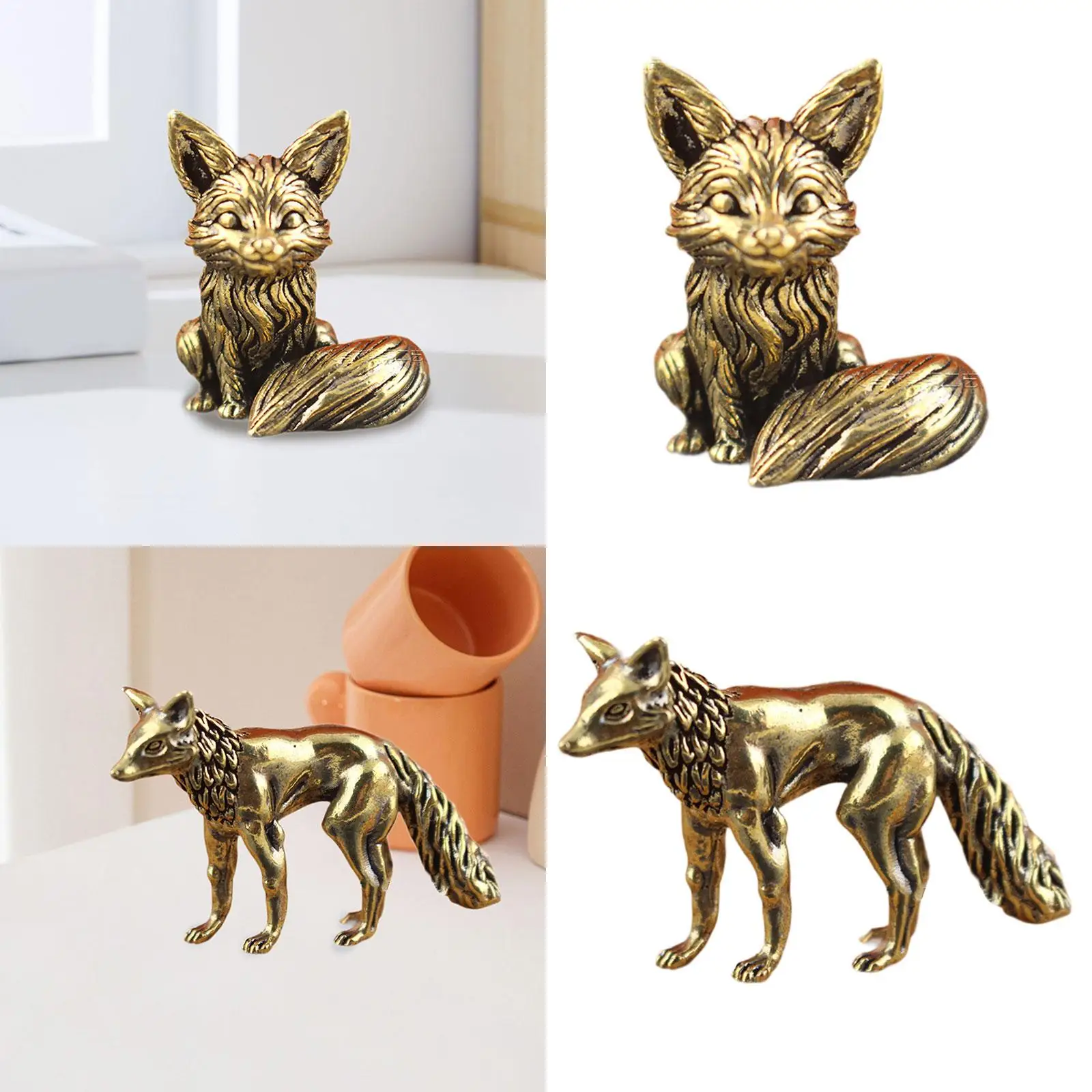 Мини-статуя лисы чайная лиса домашнее животное офисная китайская каллиграфия
