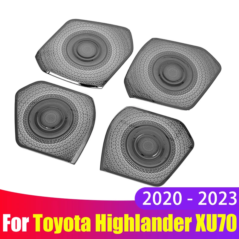 

Stainless Car Door Audio Speaker Decor Cover Loudspeaker Trim Sticker For Toyota Highlander XU70 2020 2021 2022 2023 Accessories