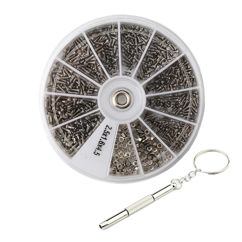 

600/1000 Pcs 12 Kinds of Small Stainless Steel Screws Electronics Nuts Assortment for Home Tool Kit DIY With Screwdriver Durable