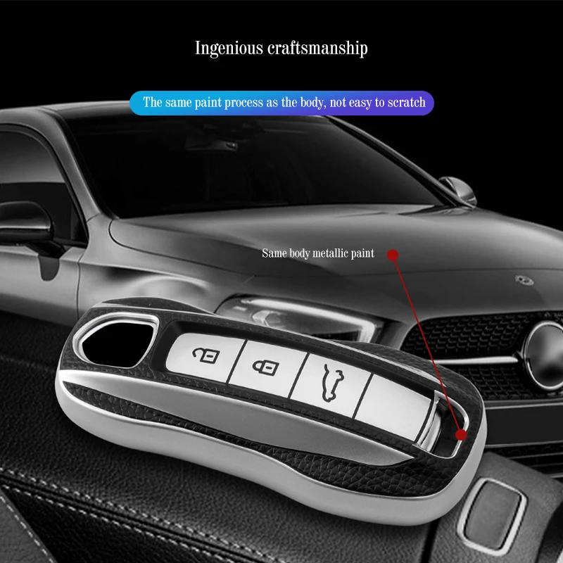 

ТПУ кожаный автомобильный чехол с полным покрытием ключа дистанционного управления для Porsche Panamera Cayenne 971 911 9YA Macan Boxster смарт-ключа автомобиль...