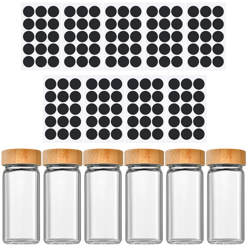 

1 Set Bamboo Lid Empty Household Sugar Storage Jar Pepper Flour Jar Seasoning Jar