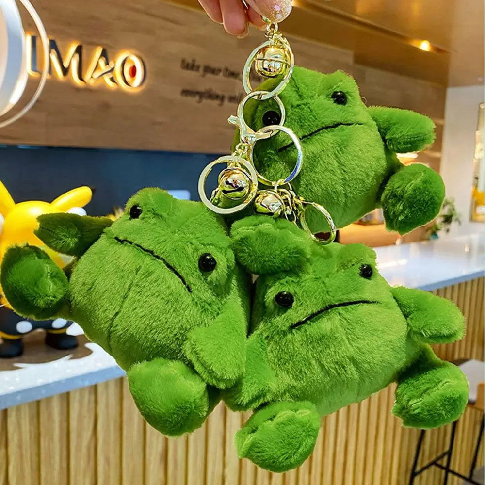 

Funny Cartoon Green Frog Plush Keychains Rings Key Holder Plush Pendant Doll Soft Stuffed Animal Toy Kids Gift