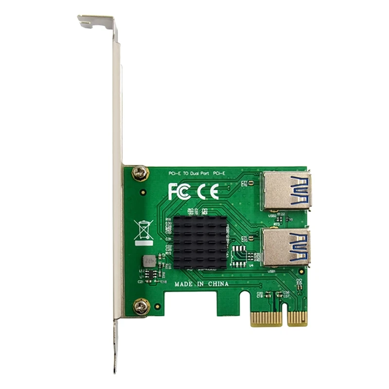 

PCI-E ASM1182E Riser Card Pcie 1 To 2 USB3.0 Graphics Adapter Card For Bitcoin Mining