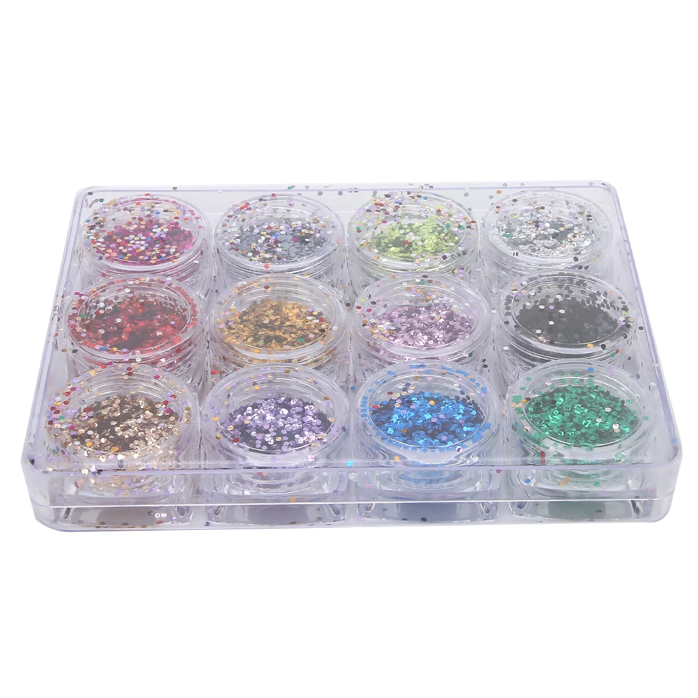 

12pcs Nail Art Powder DIY Nail Decoration Glitter Shining Pigment for Nail Art Salon