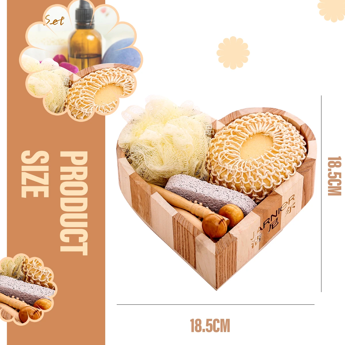 Подарочный набор из 6 предметов для ванны спа душа деревянный массажа лица