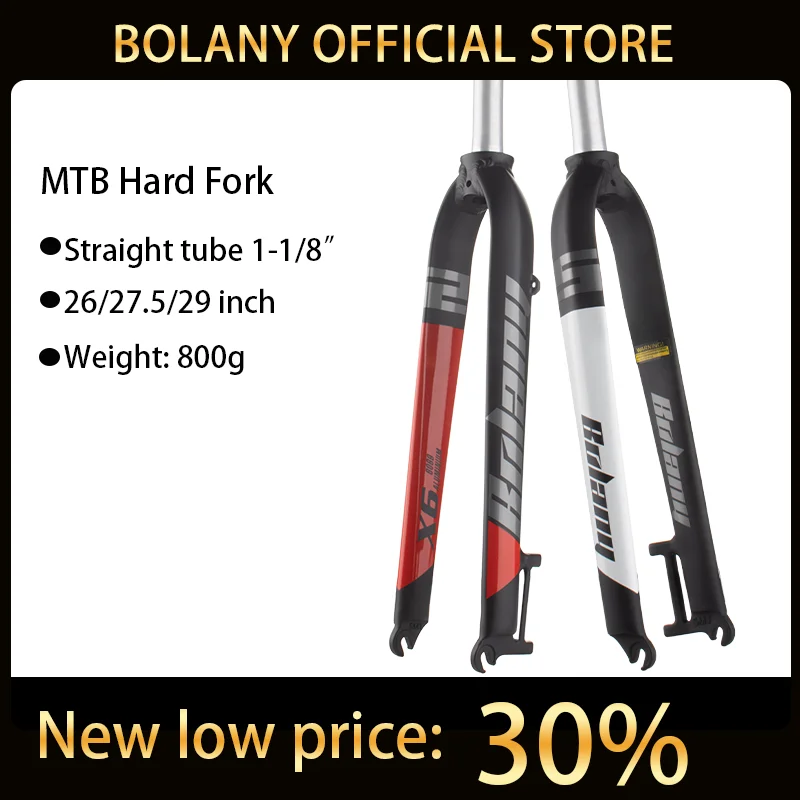 Bolany X5X6 Bike Rigid Fork 26/27.5/29inch Disc Brake Mountain Fork Straight Tube 28.6MM Matte Lightweight MTB Bicycle Fork