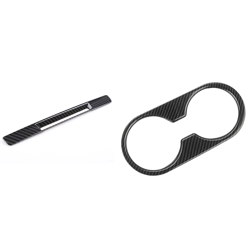 

2 Pcs Car Accessories: 1 Pcs Liquid Crystal Screen Trim Strip & 1 Pcs Central Console Water Cup Holder Panel Cover Trim