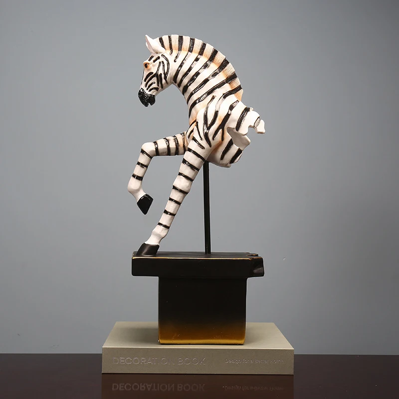 

Home Decoration Ornament Abstract Half Zebra Sculpture Resin Animal Statue Artware Crafts Housewarming Furnishings Gifts