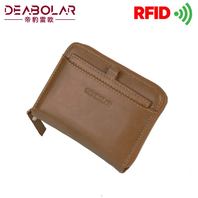 Men's wallet retro RFID anti-theft brush coin purse short vertical wallet card holder multi-card slot