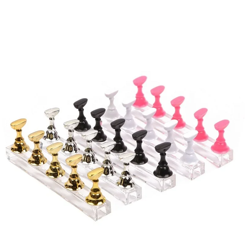 

5pcs Magnetic Nail Holder Practice Display Stand Acrylic Crystal Showing Shelf Nail Art Tool Nail Polish Display Stand