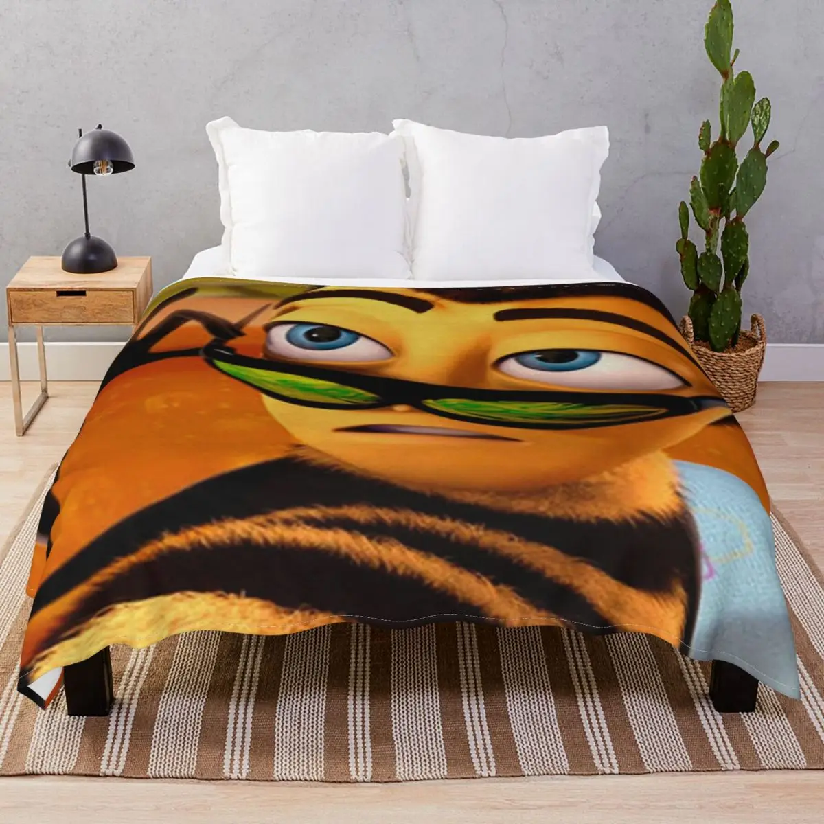 BEE MOVIE Blanket Fleece Spring/Autumn Fluffy Throw Blankets for Bed Sofa Camp Office