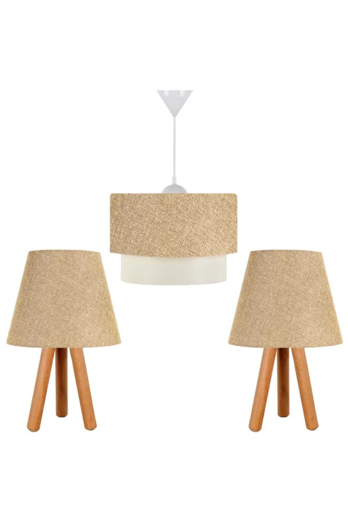 

3-Set Chandelier And Over Nightstand Lampshade Kumbeji Campaign Stylish Design Products Bedroom Living Room Lighting Luxury