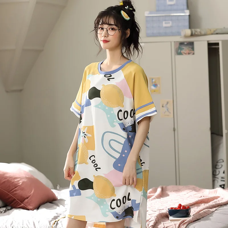 

Newest Summer Women Nightgown Pajamas Set Girl Nightdress Pijama Female M-4XL Nightwear