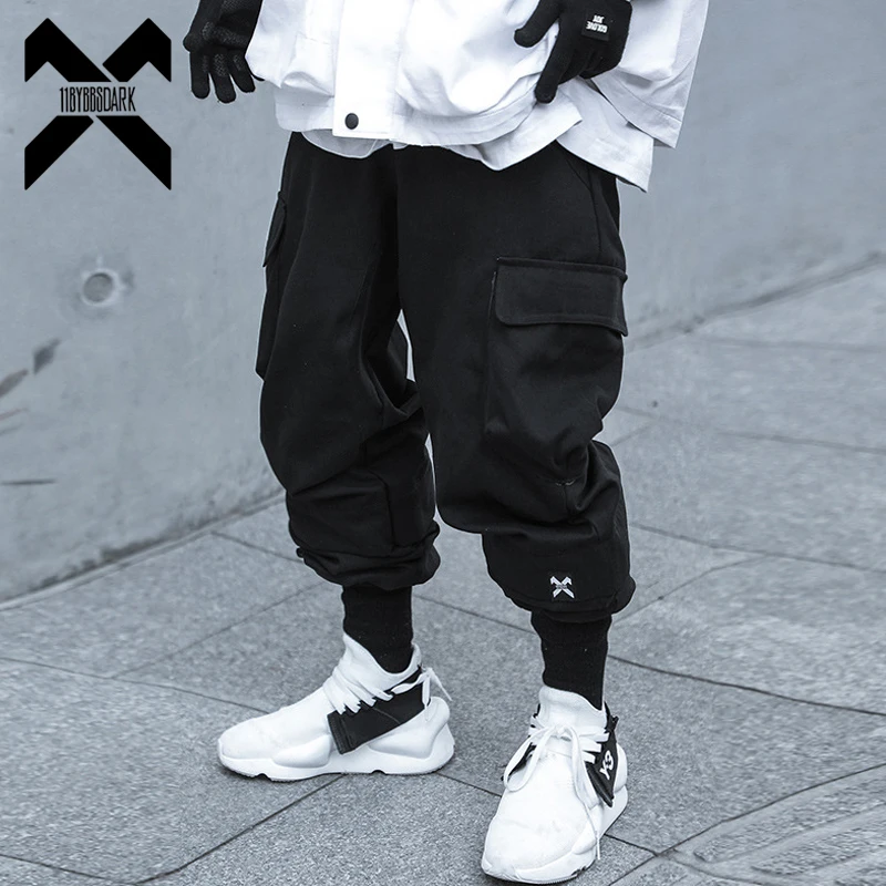 

11 BYBB'S DARK Hip Hop Cargo Pants Men Ribbons Casual Loose Joggers Trousers Elastic Waist Fahsion Harajuku Streetwear Pant W583