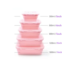 silicone collapsible lunch box food storage container microwavable portable bowl picnic camping fold rectangle outdoor bento box