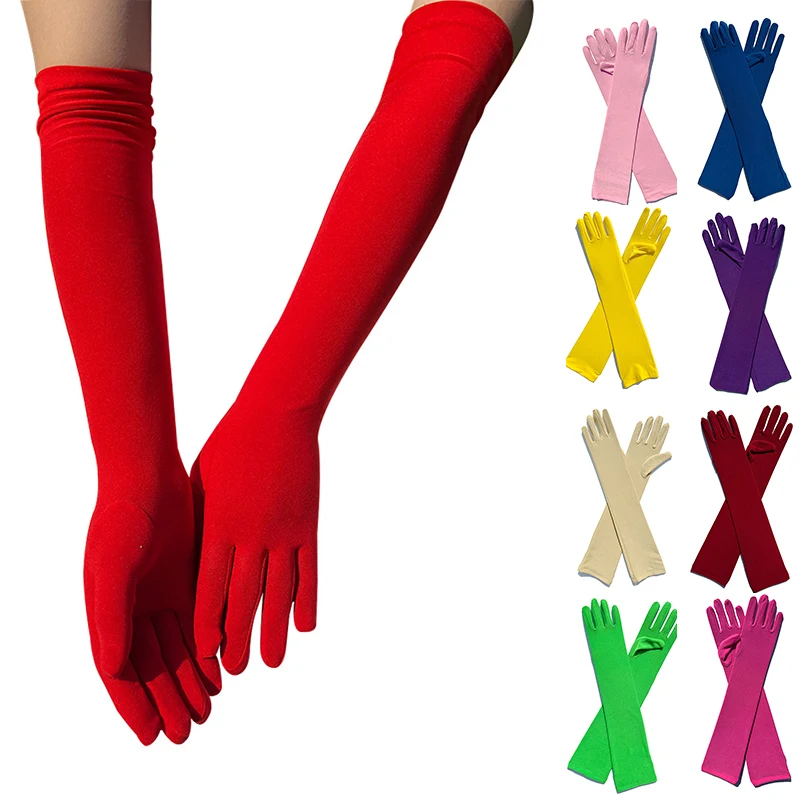 

Women's Stretch Long Gloves Wedding Evening Party Prom Dinner Dress Accessories Sun Protection Gloves Driving Anti-UV Gloves