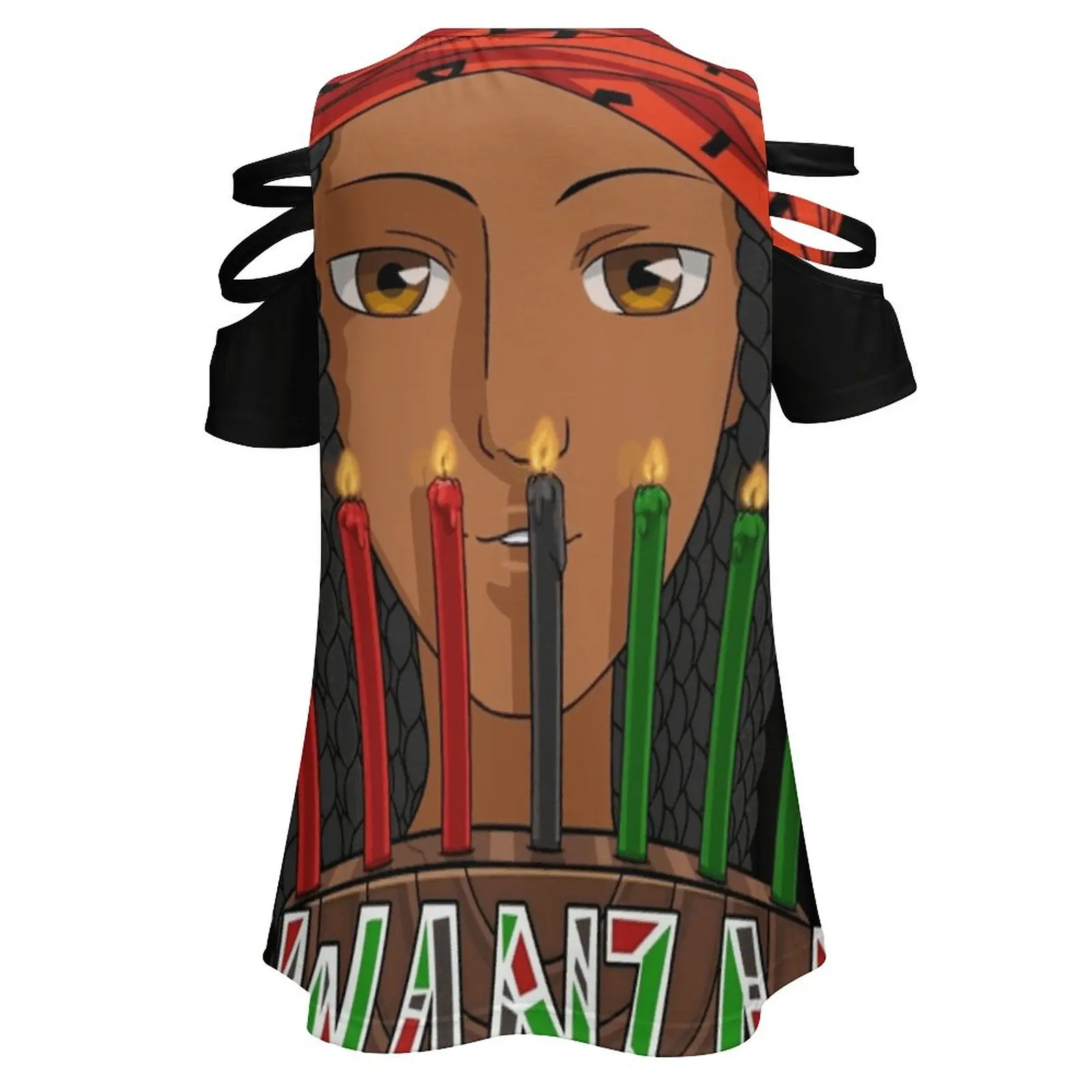 Kwanzaa Kinara Свечи Женская футболка с круглым вырезом Повседневные топы короткими