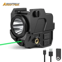 tactical weapon gun light compact green dot laser sight combo magnetic rechargeable led flashlight military handgun pistol light