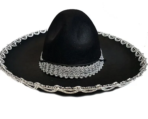 

Silver Ribbon Embroidered Kids Mexico Hat Ergonomic Design Practical Products
