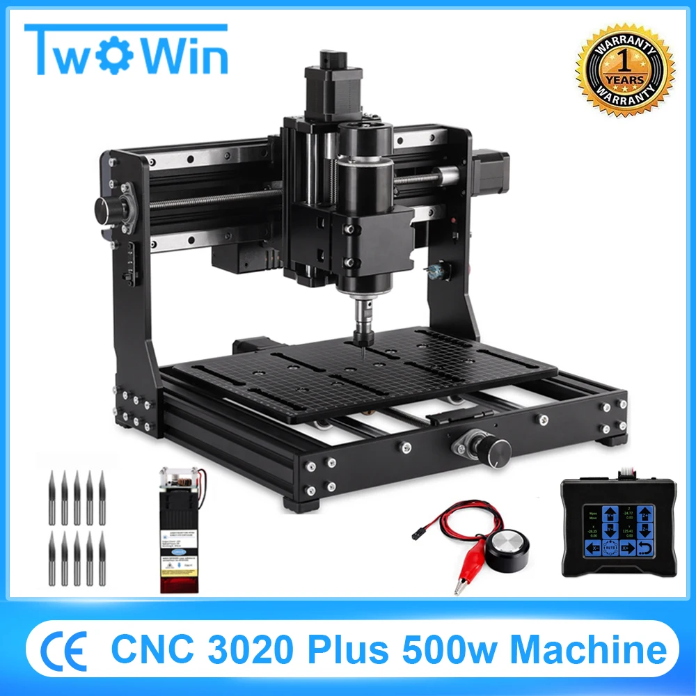 Деревообрабатывающий фрезерный станок с ЧПУ 3 оси 3020 Plus с шпинделем 500 Вт, управление GRBL, лазерная гравировальная машина «сделай сам», печатная плата, фрезерование, резка металла, гравер