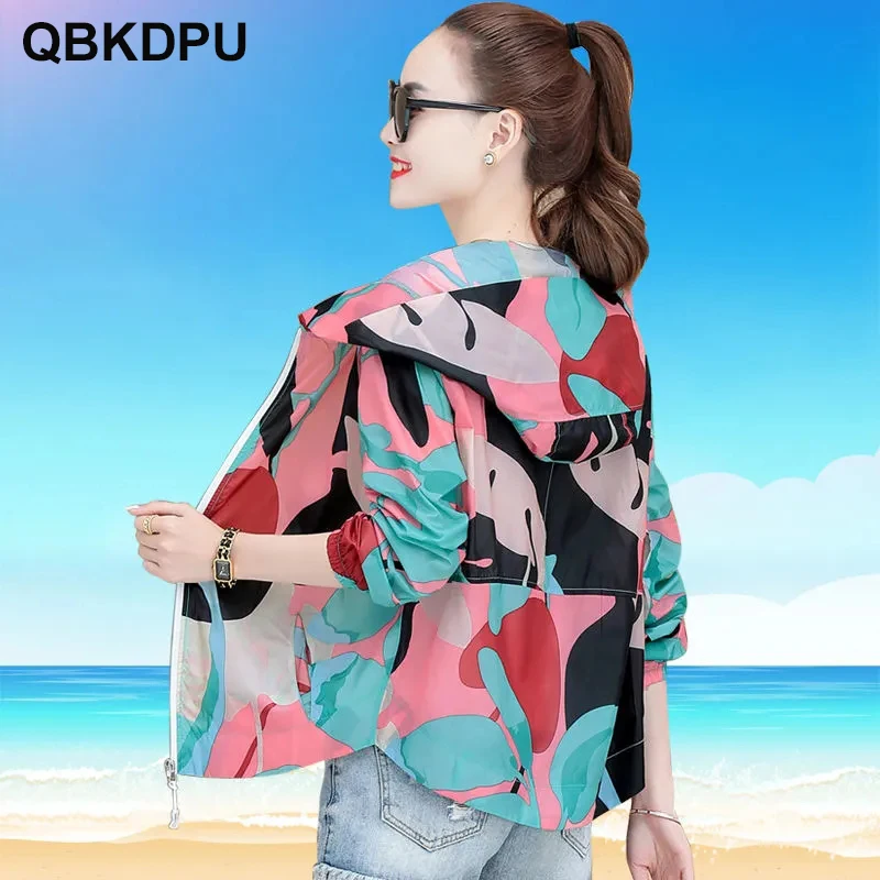 

Женская камуфляжная Слитная куртка с капюшоном от солнца, уличная одежда, дышащие классические пальто, женская мешковатая верхняя одежда б...