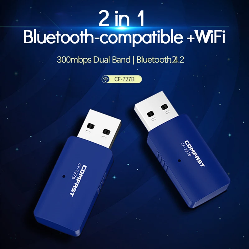 

Portable Network Card Compatible Blue Computer Receiver 2-in-1 Dual Band Wireless Network Card Adapter Fast Transmission 54mbps