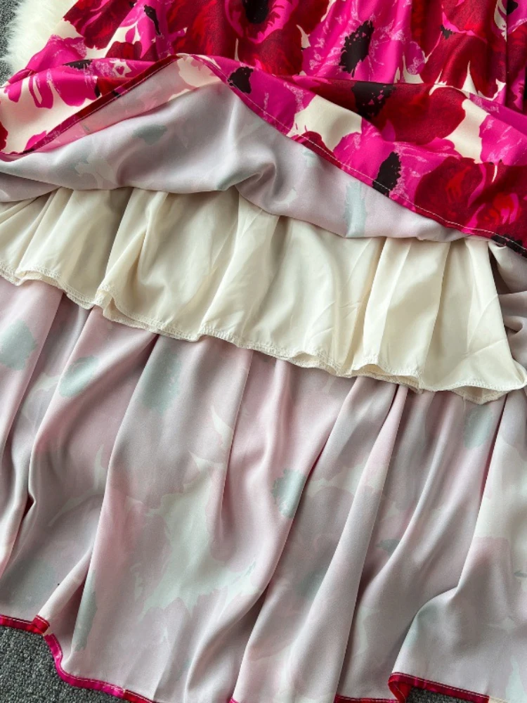 Женское длинное платье с принтом Летние Плиссированные праздничные платья без