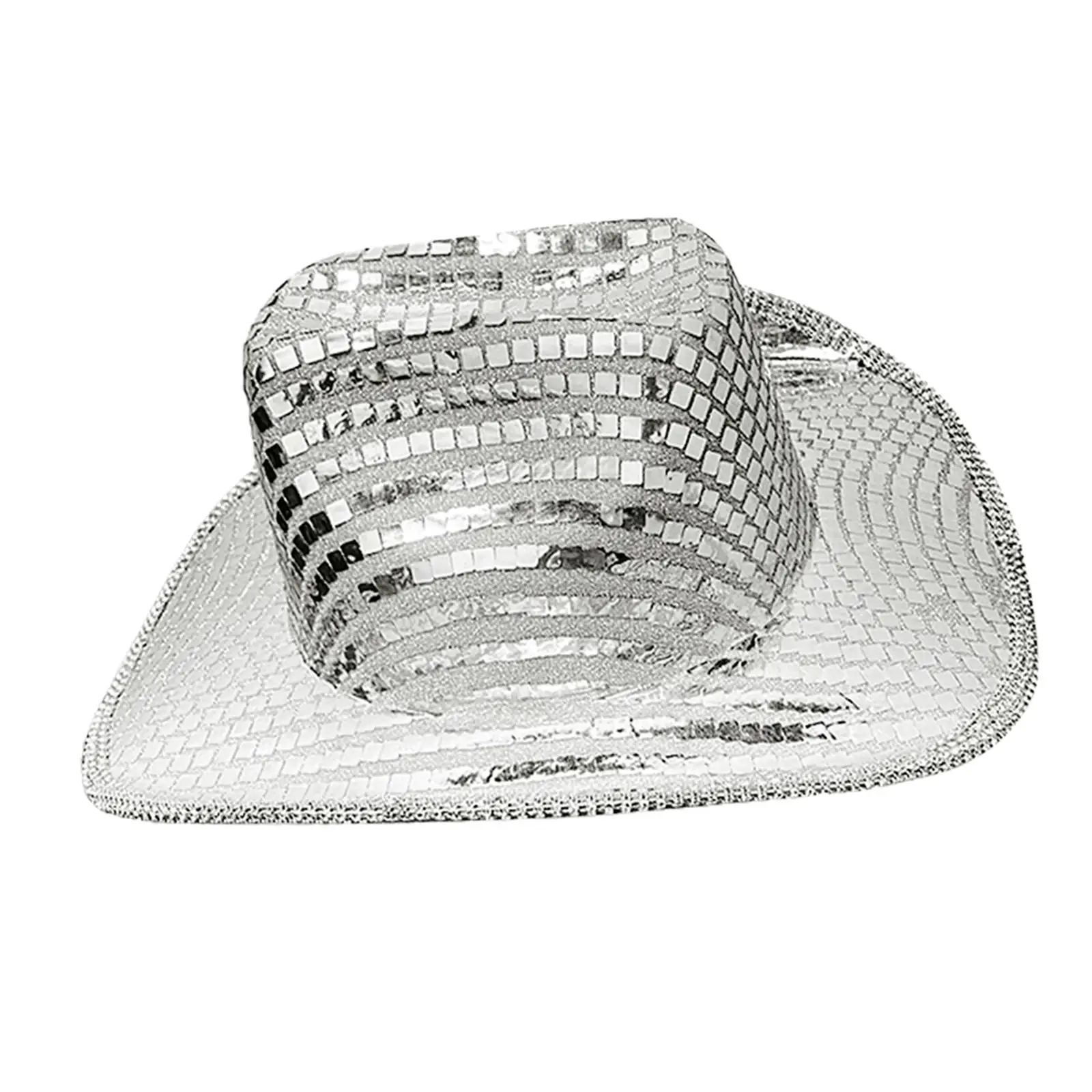 

Cowboy Hat Glittered Birthday Supplies Cloth Accessories Mirror Ball Cowboy Hat for Adults Men Women Stage Cosplay Festival