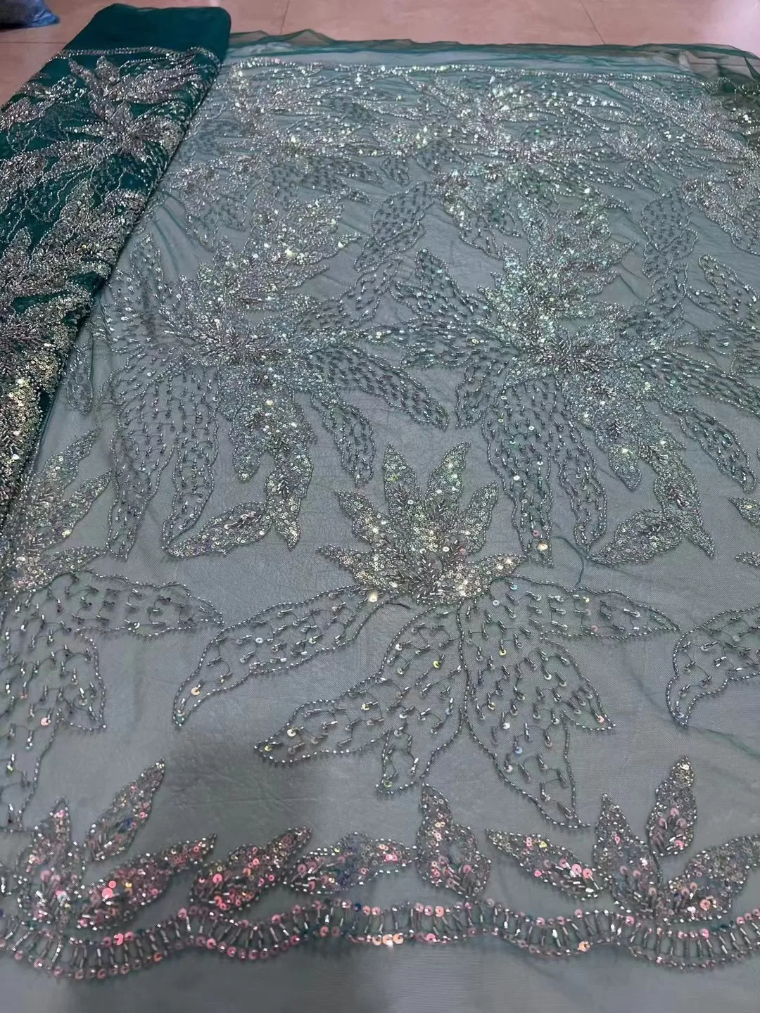 

African Beaded Lace Fabric High Quality Luxury Lace French Nigerian Embroidery Tulle Lace Fabrics for Wendding Dress