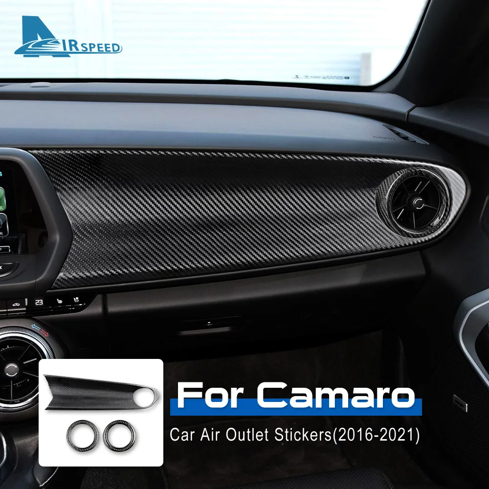 

Real Carbon Fiber for Chevrolet Camaro 2016-2021 Accessories Car Co-Pilot Center Console Air Outlet Cover Sticker Interior Trim