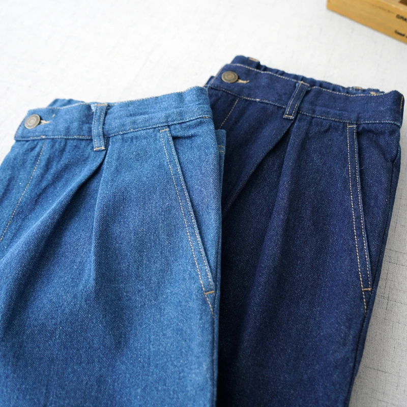 

Весна-Осень 2023, женские свободные универсальные удобные водно-стираемые джинсы с высокой талией, хлопковые джинсы с эластичным поясом, расклешенные брюки