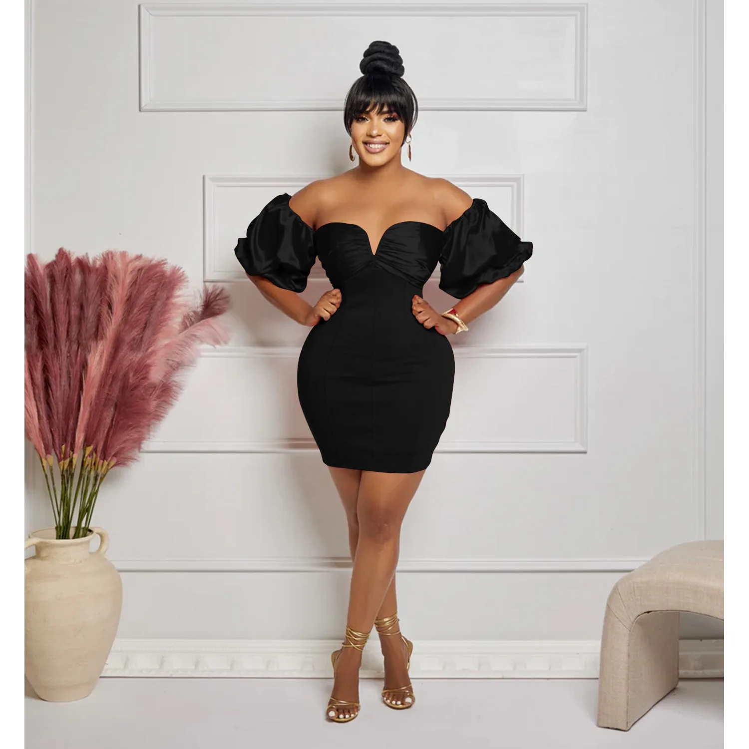 

Атласные платья с открытыми плечами и вечерние платья Zoctuo, сексуальное мини-платье с пышными рукавами и открытой спиной, женское платье на день рождения, женское Клубное платье