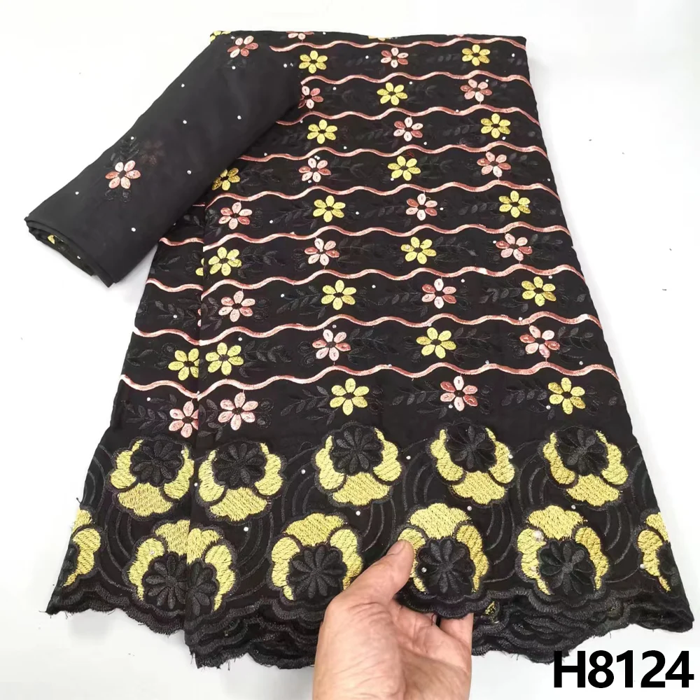 

HFX Latest design Nigerian Lace Fabric African material High quality Swiss fabric yarn cotton 2023 Dubai Fabric 5+2 size